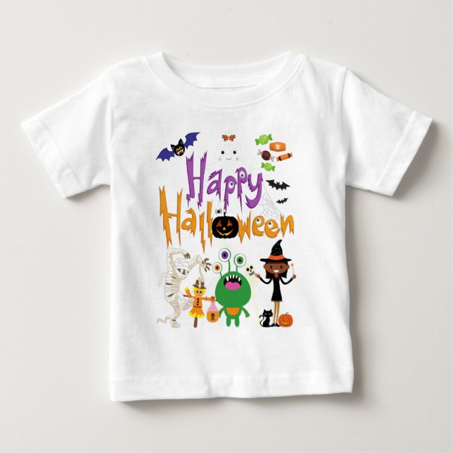 Happy halloween Kids Cute och Spooky T Shirt (Framsida)
