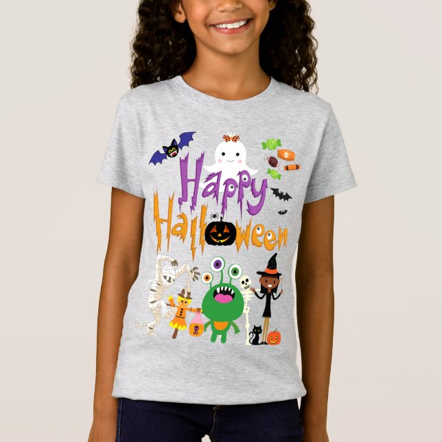 Happy halloween Kids Cute och Spooky T Shirt (Framsida)