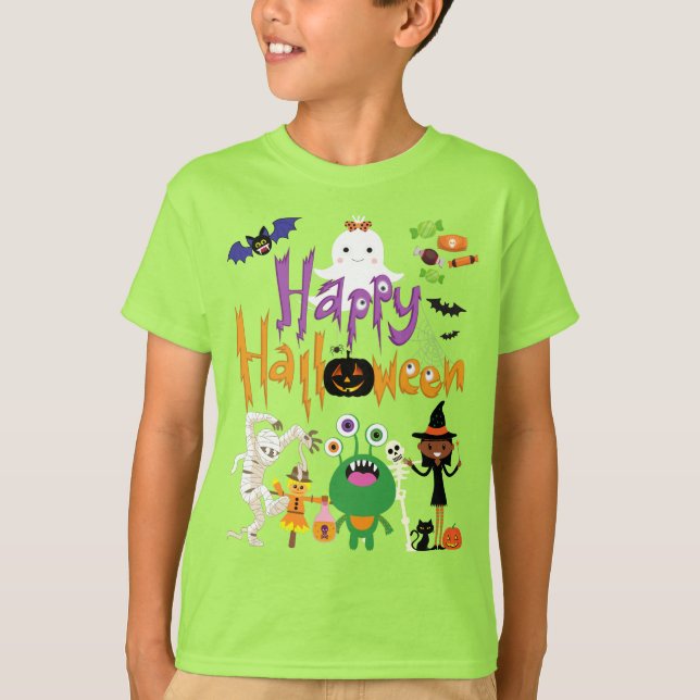 Happy halloween Kids Cute och Spooky T Shirt (Framsida)