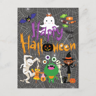 Happy halloween Kids Cute och Spooky Vykort
