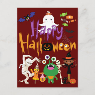 Happy halloween Kids Cute och Spooky Vykort