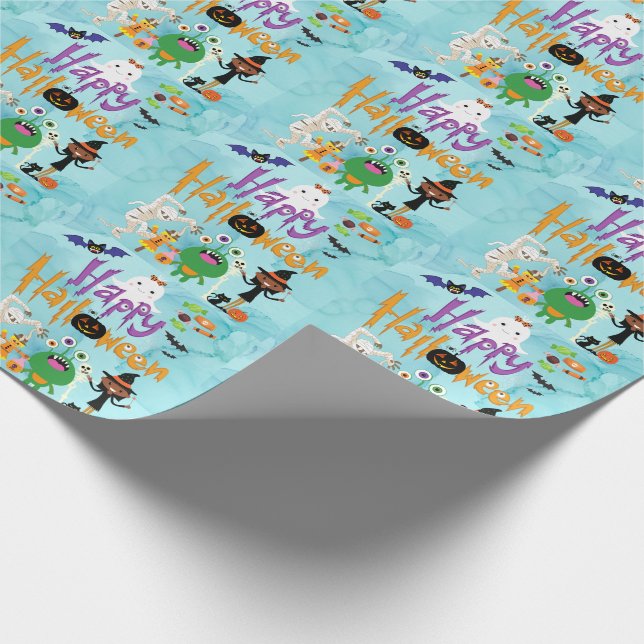 Happy halloween Kids Cute och Spooky Watercolor Presentpapper (Hörn)