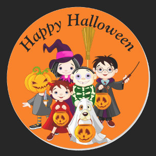 happy halloween Kids i Costume Runt Klistermärke
