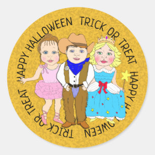 Happy halloween Kids i Costumes Runt Klistermärke