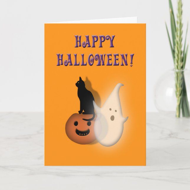 Happy halloween Kids Spooky spökkattpumpa Kort (Framsida)
