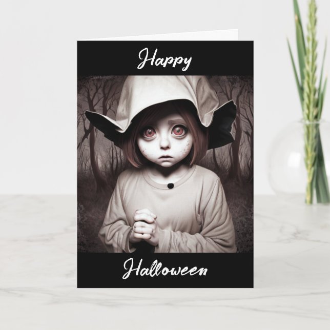 Happy halloween | Klädbarn i Konstigens kostym Kort (Framsida)