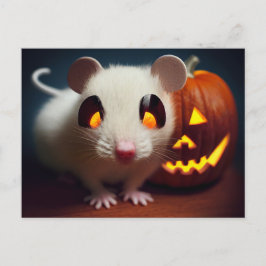 Happy Halloween. Kleine niedliche Maus mit Kürbis Vykort