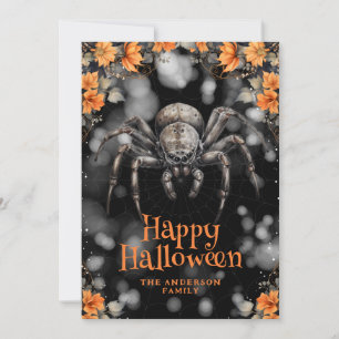 Happy halloween-kort för Blommigt med skal Julkort