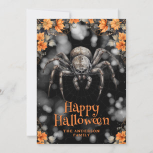Happy halloween-kort för Spider Cobweb Blommigt Julkort