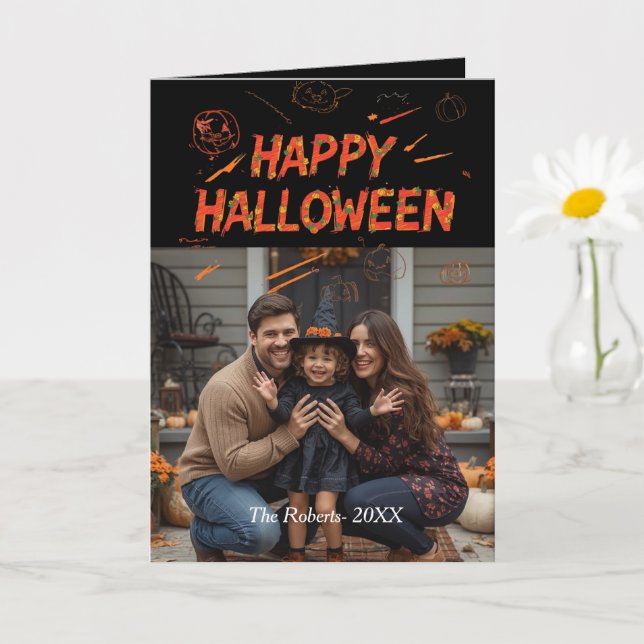 Happy halloween-kort ,Halloween-familjfoto Kort (Liten växt)