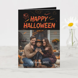 Happy halloween-kort ,Halloween-familjfoto Kort