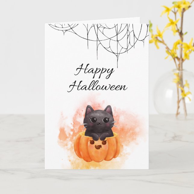 Happy halloween-kort - Spooky Cute Design Kort (Gul blomma)
