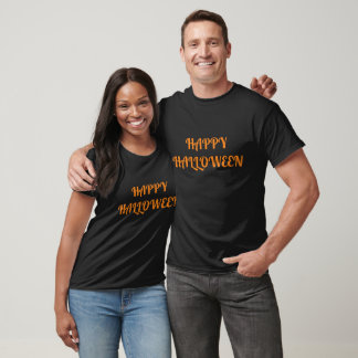 Happy halloween Kvinnors Orange Black T Shirt