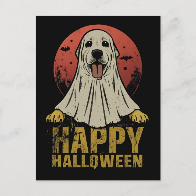 Happy halloween Labrador Retriever Hund Ghost Helg Vykort (Framsida)