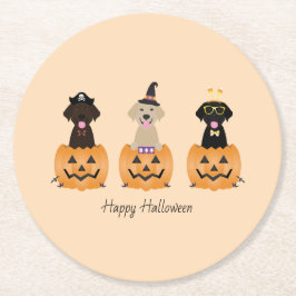 Happy halloween Labrador Retriever Hundar Pumpkin Underlägg Papper Rund