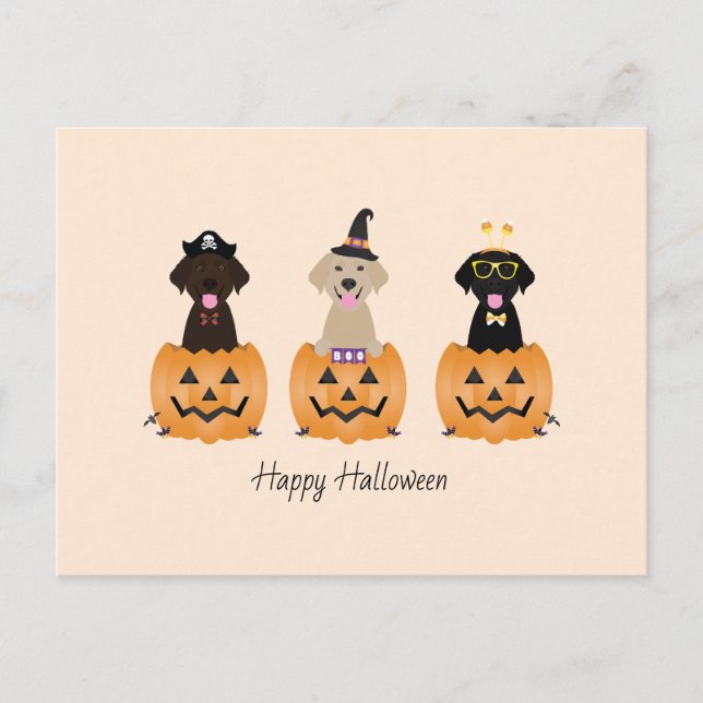 Happy halloween Labrador Retriever Hundar Pumpkin Vykort (Framsida)