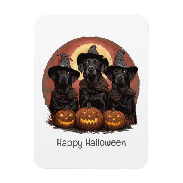 Happy halloween Labrador Retriever Hundar Witch Ha Magnet (Vertikal)