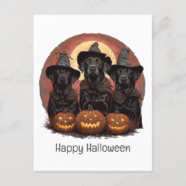 Happy halloween Labrador Retriever Hundar Witch Ha Vykort