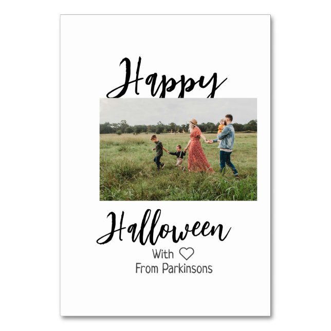 Happy halloween lägg till namn-fotosvart, vanlig bordsnummer (Framsidan)