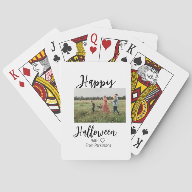 Happy halloween lägg till namn-fotosvart, vanlig casinokort (Baksidan)