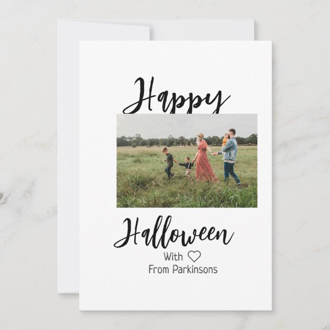 Happy halloween lägg till namn-fotosvart, vanlig inbjudningar (Framsida)