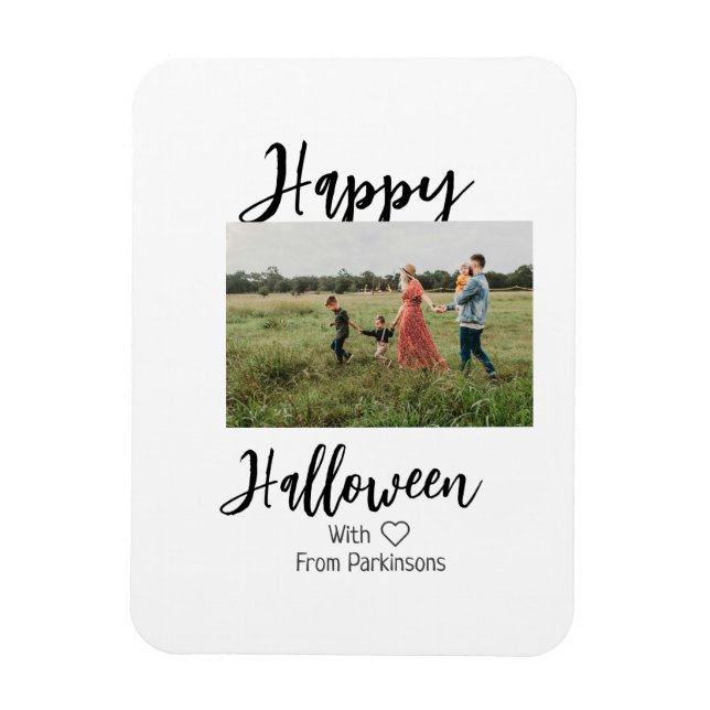 Happy halloween lägg till namn-fotosvart, vanlig magnet (Vertikal)