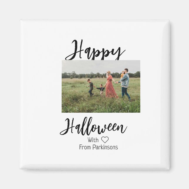 Happy halloween lägg till namn-fotosvart, vanlig magnet (Framsidan)