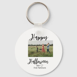 Happy halloween lägg till namn-fotosvart, vanlig nyckelring
