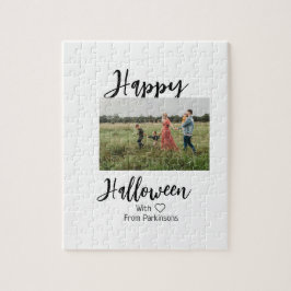 Happy halloween lägg till namn-fotosvart, vanlig pussel