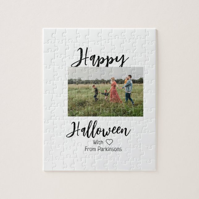 Happy halloween lägg till namn-fotosvart, vanlig pussel (Vertikal)