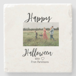 Happy halloween lägg till namn-fotosvart, vanlig stenunderlägg