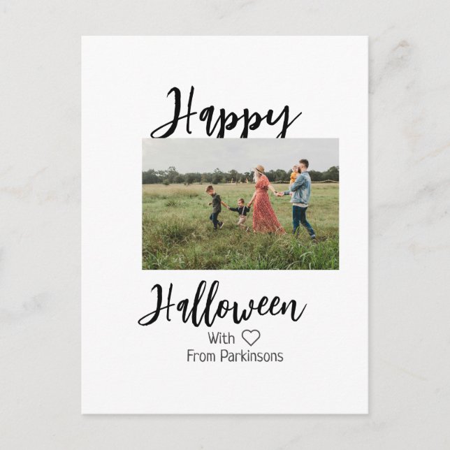 Happy halloween lägg till namn-fotosvart, vanlig vykort (Framsida)