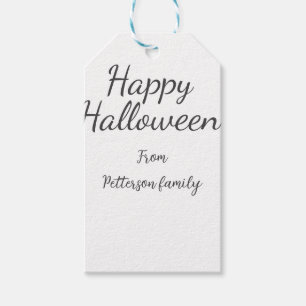 Happy halloween lägger till familjens namn kalligr presentetikett