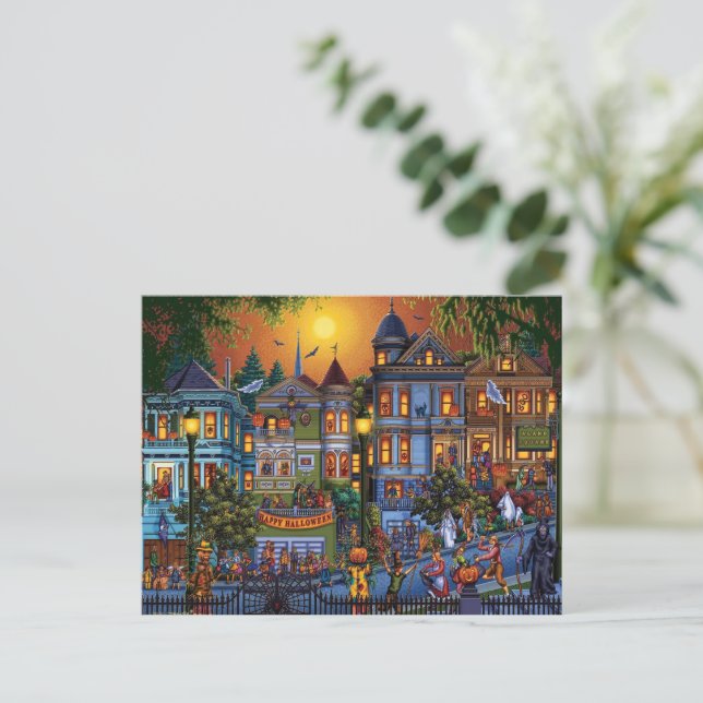 Happy halloween landskap helg vykort (Stående Fram)