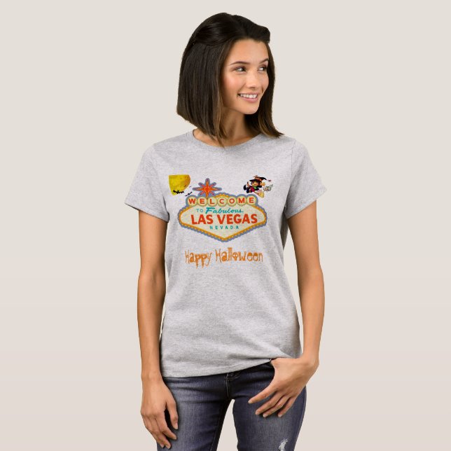 Happy halloween Las Vegas Flies Witch Tee Shirt (Hel framsida)