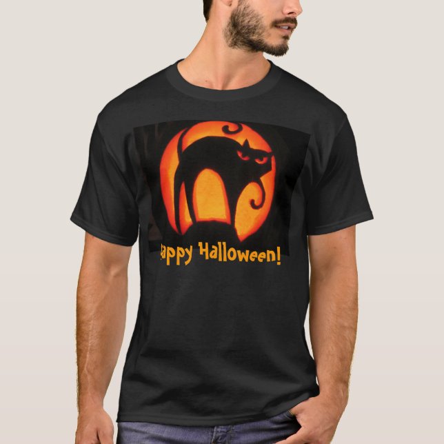 Happy halloween! Läskig kattT-tröja Tee (Framsida)