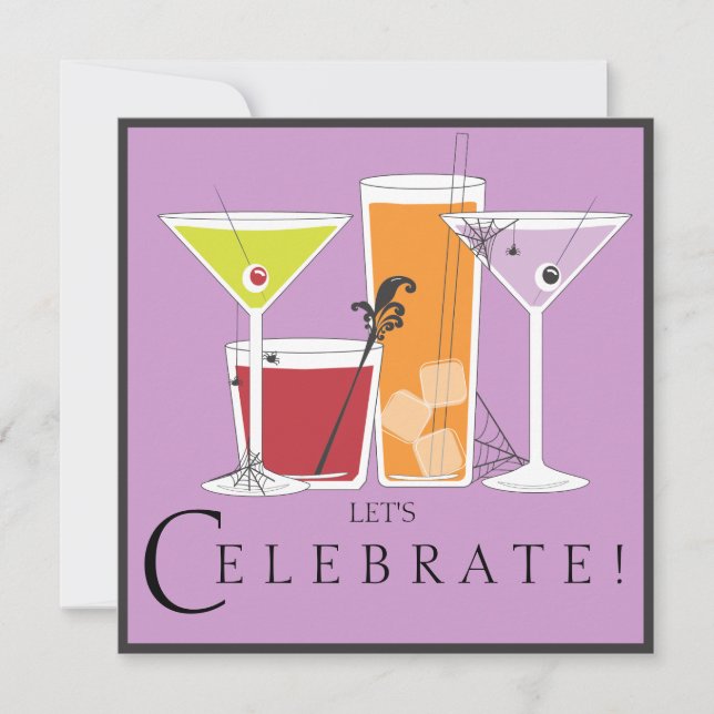 happy halloween Låt oss Celebrate Spooky Cocktails Inbjudningar (Framsida)