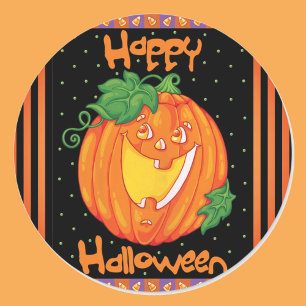 Happy halloween Laughing Pumpkin 20 Stickers Runt Klistermärke