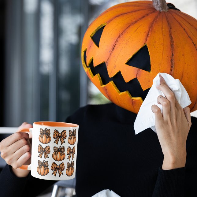 Happy halloween Leopart Bow Pumpkin Coquette Mugg (Happy Halloween Leopart Bow Pumpkin Coquette Mug)