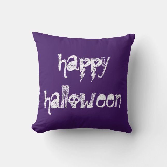 Happy halloween Lila Dekorativ kudde (Framsida)