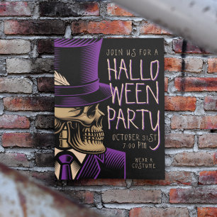 Happy halloween Lila Mode Skeleton Inbjudningar