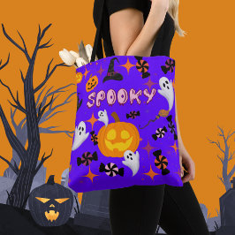 Happy halloween Lila Spooky Festive Tygkasse