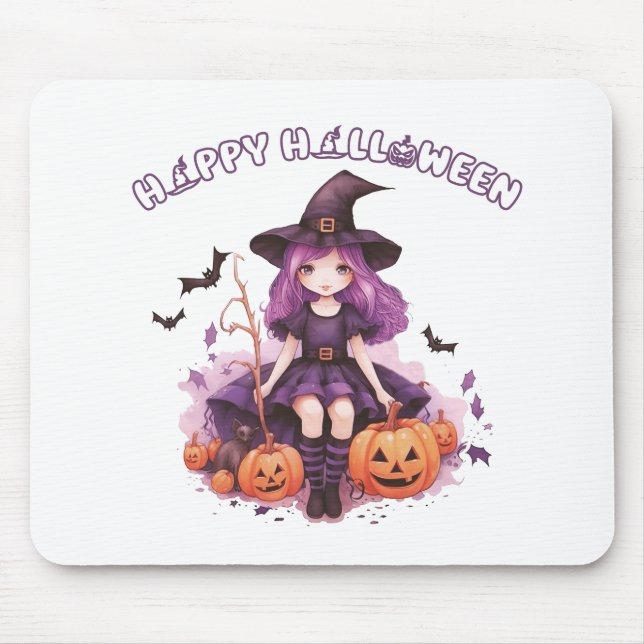 Happy halloween Lila Witch Pumpkins & Fladdermus Musmatta (Framsidan)