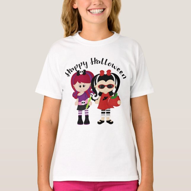 Happy halloween Little Monster Girls T Shirt (Framsida)