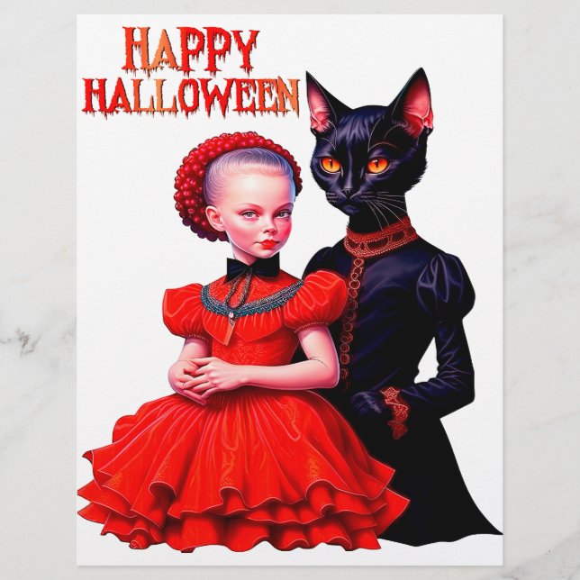 Happy Halloween Little Witch And Her Black Cat Reklamblad (Framsidan)