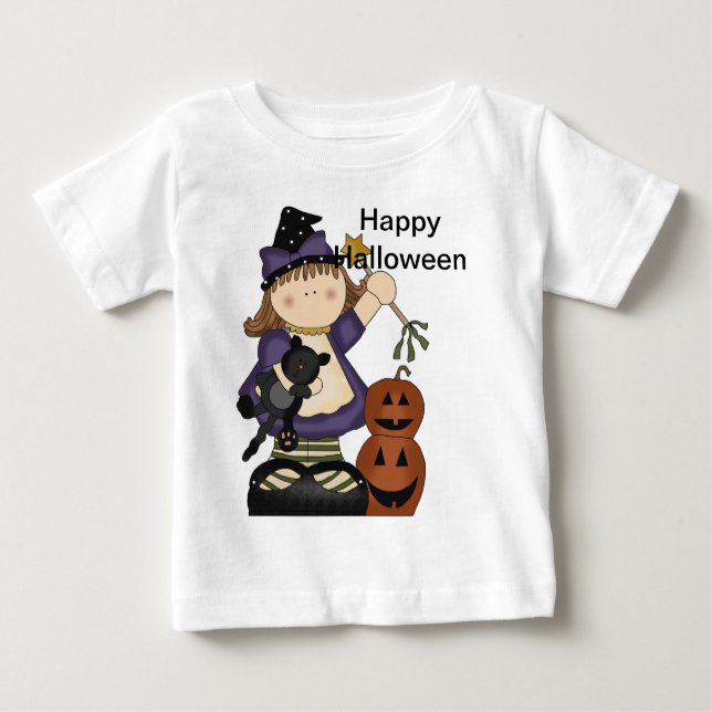 Happy halloween Little Witch Långärmad T Shirt (Framsida)