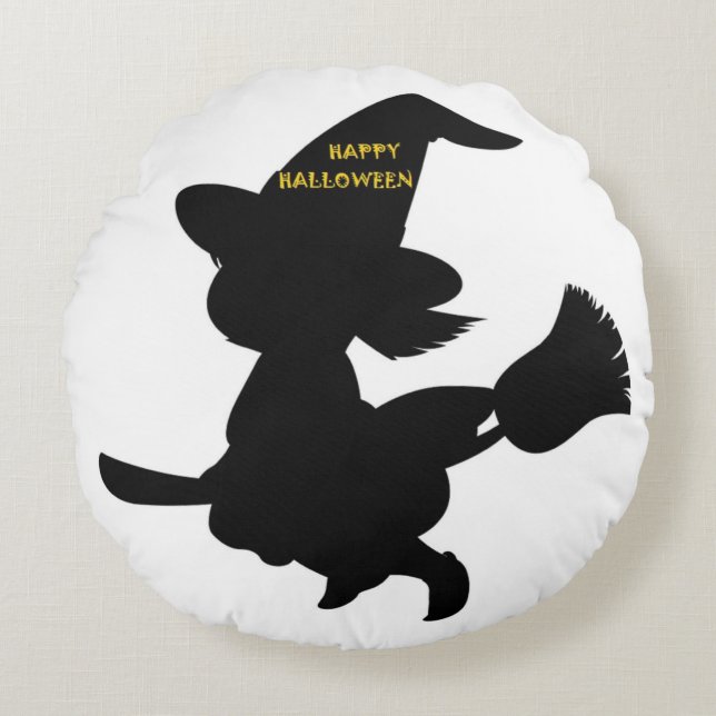 "HAPPY HALLOWEEN" LITTLE WITCH RUND KUDDE (Framsidan)