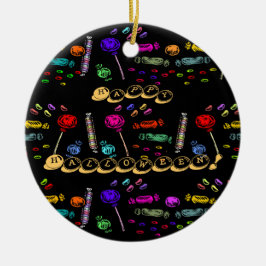 Happy halloween Lollipops and Candy Mönster, ZSSG Julgransprydnad Keramik