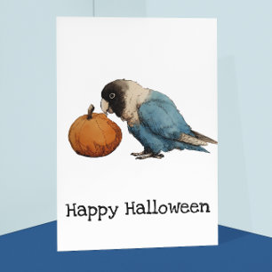 Happy halloween Lovebird Pumpkin Teckning Vykort