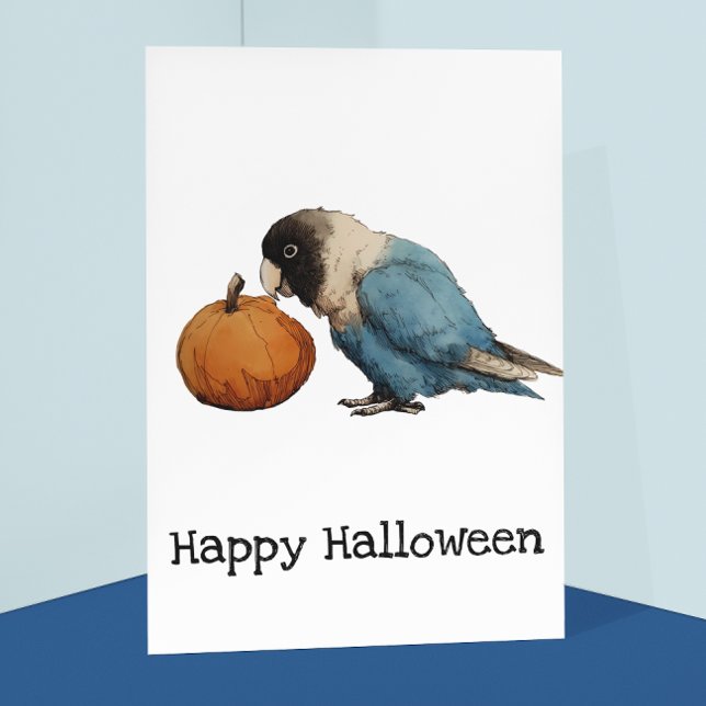 Happy halloween Lovebird Pumpkin Teckning Vykort (Skapare uppladdad)